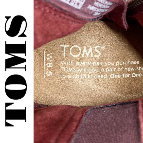 TOMS Majorca Peep Toe Burgundy Red Suede Perforated Ankle Bootie, Size 8.5 - Picture 8 of 10